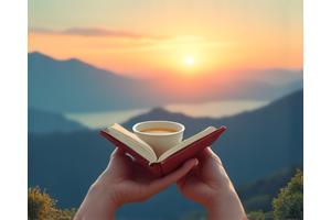 Person looking at a sunset, symbolizing peace after a digital detox.