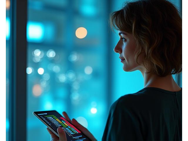 Woman looking at a DNA-based nutrition report on a tablet, symbolizing personalized health insights.
